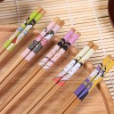 Bacchette da tavola in bambù con motivo geisha per piatti asiatici Set di 5 paia Ogni paio con una stampa diversa Punta scanalata Lunghezza 22,5 cm 6