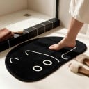 Badevorleger 40 x 60 cm in Form einer zusammengerollten Katze mit rutschfester Unterseite in Schwarz mit minimalistischer cremefarbener Zeichnung 5