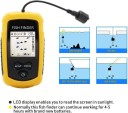 Bærbar fiskesonar med alarm rækkevidde 100 m 2" LCD skærm 45° stråle vinkel gul-sort kabel fisker echolot til sø og hav 2
