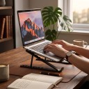Bærbar kølestand til bærbar computer 27 x 21 x 9 cm sammenfoldelig med indbygget ventilator og justerbar højde universel sort 5