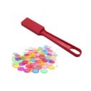 Baghetă magnetică Montessori 20x2,95x7x1,26 cm și 100 de jetoane de 1,9 cm, joc educativ de numărare a culorilor, Bingo, jetoane 2