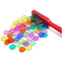 Baghetă magnetică Montessori 20x2,95x7x1,26 cm și 100 de jetoane de 1,9 cm, joc educativ de numărare a culorilor, Bingo, jetoane 9
