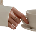 Bague en argent pour femme taille réglable diamètre 16,5 mm Bague ouverte fine avec un croissant de lune ornée de pierres et d'une étoile 3/5 mm bijou élégant 4