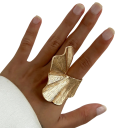 Bague femme avec feuilles de ginkgo Alliage de zinc 1,7 cm diamètre de la feuille 6,5 cm Design en éventail à la mode Bijou élégant 4