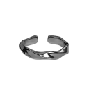 Bague ouverte en forme de vague en acier inoxydable argenté à taille ajustable, tendance et minimaliste pour femmes, bijou de mode 4