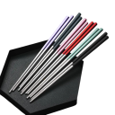 Baguettes en acier inoxydable avec étui Baguettes de voyage portables avec boîte de rangement Baguettes antidérapantes pour sushi, nouilles et plats asiatiques 5