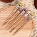 Baguettes en bambou avec motif de geisha 5 paires 3