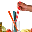 Baguettes en silicone Antidérapantes Baguettes japonaises pour sushi nouilles riz Réutilisables Ustensiles de cuisine ensemble de 5 paires 3