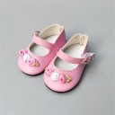 Bailarinas para muñeca de 43 a 45 cm Con tira sobre el empeine y hebilla Decoración de pequeñas rosas en la punta Calzado de piel PU Tamaño 7 5