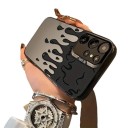 Bakcover till Samsung Galaxy A55 5G Svarta droppar och rinnande färg Hållbar och ultratunn Matt svart och grå baksida Kameraskydd För varje dag 3