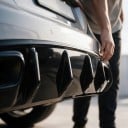 Bakre stötfångardiffusor med avgasrör 158 cm av ABS-plast, blank svart, för Mercedes-Benz A-klass W176 AMG Line och A45 2012–2018 2