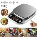 Balance de cuisine numérique 10 kg Surface de pesée en acier inoxydable Écran LCD Conversion des unités Alimentation 2× AAA 2