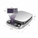 Balance de cuisine numérique 10 kg Surface de pesée en acier inoxydable Écran LCD Conversion des unités Alimentation 2× AAA 5