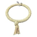 Balançoire pour perruches et autres oiseaux Cercle en corde de coton tressée Nœud avec frange Mousqueton en métal pour la suspension Dimensions 26 x 3