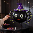 Balão Inflável de Aranha em Pé com Chapéu de Feiticeiro 96 x 82 cm Preto, Roxo e Verde Decoração de Halloween para Casa e Comércio 4
