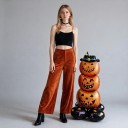 Balão Inflável de Três Abóboras Empilhadas Decoração de Halloween 56 x 102 cm Laranja e Preto com Chapéu 3