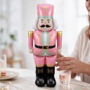 Balão Inflável em Pé Viajante Quebra-Nozes em Uniforme 122,5 x 63 cm Rosa Dourado e Menta Decoração de Natal para Casa e Comércio 4
