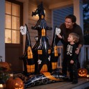 Balão insuflável casa assombrada decoração de Halloween 150 x 106 cm Balão de folha Preto e laranja Decoração para Halloween e festa 4