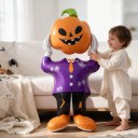 Balão insuflável figura com cabeça de abóbora Decoração de Halloween 58 x 124 x 32 cm Balão de folha Laranja e roxo Decoração para Halloween 4