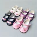 Balerinas para boneca 43 a 45 cm Com tira sobre o peito do pé e fivela Decoração de pequenas rosas na ponta Calçado em pele PU Tamanho 7 cm 3