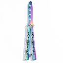 Balisong nôž motýlik tréningový 22 cm Tupá čepeľ Bezpečný nôž pre nácvik trikov Oceľový skladací motýlik pre začiatočníkov i pokročilých tréning 6