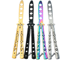Balisong nôž motýlik tréningový 22 cm Tupá čepeľ Bezpečný nôž pre nácvik trikov Oceľový skladací motýlik pre začiatočníkov i pokročilých tréning 1