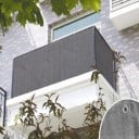 Balkónová zástena pre súkromie na zábradlí 0,9 x 5 m Šedá tkanina z polyethylénu s očkami na upevnenie Vrátane povrázku a 10 sťahovacích pások 2