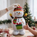 Ballon gonflable debout Bonhomme de neige avec chapeau, écharpe et cadeau 156 x 81,5 cm Blanc, rouge et vert Décoration de Noël pour la maison 6