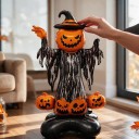 Ballon gonflable debout Fantôme avec tête de citrouille et chapeau de sorcière avec 4 citrouilles Orange et noir Décoration d'Halloween 4