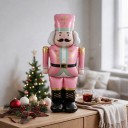 Ballon gonflable debout Vojáček Louskáček en uniforme 122,5 x 63 cm Rose doré et menthe Décoration de Noël pour la maison et le commerce 5