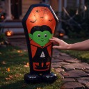 Ballon gonflable en forme de cercueil avec vampire Décoration d'Halloween 110 x 57 cm Ballon en aluminium Orange et noir Décoration pour Halloween 6