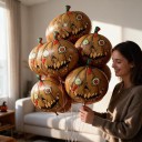 Ballons Gonflables Halloween Citrouille 10 pcs Citrouille Zombie Marron Avec Yeux Globuleux et Taches Sanglantes Marron Vert et Rouge Pour Fête 4