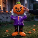 Balon de umflat cu figură și cap de dovleac Decorațiune de Halloween 58 x 124 x 32 cm Balon din folie Portocalie și violetă Decorațiune 2