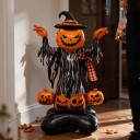 Balon decorativ gonflabil în formă de fantomă cu cap de dovleac și pălărie de vrăjitoare cu 4 dovleci Oranj și negru Decor de Halloween 5