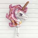 Balon din folie în formă de cap de unicorn pentru fetițe Cu corn și coamă ondulată Folie din aluminiu lucioasă 25 x 34 cm Decor 3