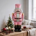 Balonul gonflabil în formă de soldat Spărgătorul de nuci în uniformă 122,5 x 63 cm Roz auriu și mentă Decorațiune de Crăciun pentru casă și magazin 5