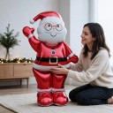 Balonul gonflabil în picioare Mâinile sus Santa Claus cu ochelari 90,5 x 155,5 cm Roșu și alb Decorare mare de Crăciun pentru casă și magazin 2