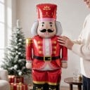 Balonul în picioare Vojăcel Spărgătorul de nuci în uniformă 122,5 x 63 cm Roșu, negru și auriu Decorațiune de Crăciun pentru casă și magazin 4