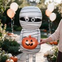 Balonul naflaibil în formă de mumie cu dovleac și tenisi 125 x 200 cm Alb, negru și portocaliu Decorațiune de Halloween pentru casă și magazin 5