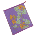 Βαμβακερή πετσέτα χεριών γρήγορης ξήρανσης απορροφητική 34 x 40 εκ. τετραπλή γάζα μωβ με κίτρινα λουλούδια και πράσινα φύλλα για την κουζίνα 1