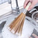 Bamboe afwasborstel en panborstel 2 stuks Houten handvat met ophanglus Bundel bamboevezels Lengte ca. 25 cm 3