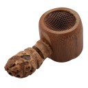 Bamboe zeefje voor losse thee met natuurlijke hobbelige handgreep Bodem met dicht rooster van openingen Compacte afmetingen 10 x 4,3 cm Voor kopje 4