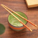 Bamboo Chopsticks with Floral Pattern for Asian Dishes Colourful Upper Part with Small White Flowers Tapered Tip Length 24 cm 2