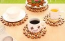 Bamboo Mat for Pots and Mugs Round Mat Made of Interconnected Circles in Shades of Brown For Kitchen Worktop and Dining Table 6