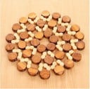 Bamboo Mat for Pots and Mugs Round Mat Made of Interconnected Circles in Shades of Brown For Kitchen Worktop and Dining Table 1
