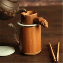 Bamboo Strainer for Loose Tea with Natural Knobbly Handle Base with Dense Grid of Holes Compact Size 10 x 4.3 cm Suitable for Cup and Teapot 2