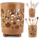 Bamboo Toothbrush Holder 10.5 cm Diameter 7–8 cm Eco-Friendly Stand with Drainage Holes Quick-Drying Bathroom Organiser 3