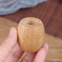 Bamboo Toothbrush Holder Compact barrel-shaped stand with an opening for the handle Flat base Size 4 x 4 cm For the bathroom 3