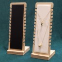 Bambusowy stojak na naszyjniki z wycięciami obrotowy ram 27,3 × 10 × 9,5 cm stołowy organizer na biżuterię do ekspozycji naszyjników 3