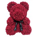 Bamse lavet af kunstige roser med bånd Håndlavet dekoration Romantisk gave Valentinsdag Blomsterfigur Luksuriøs indretning Højde 25 cm 1